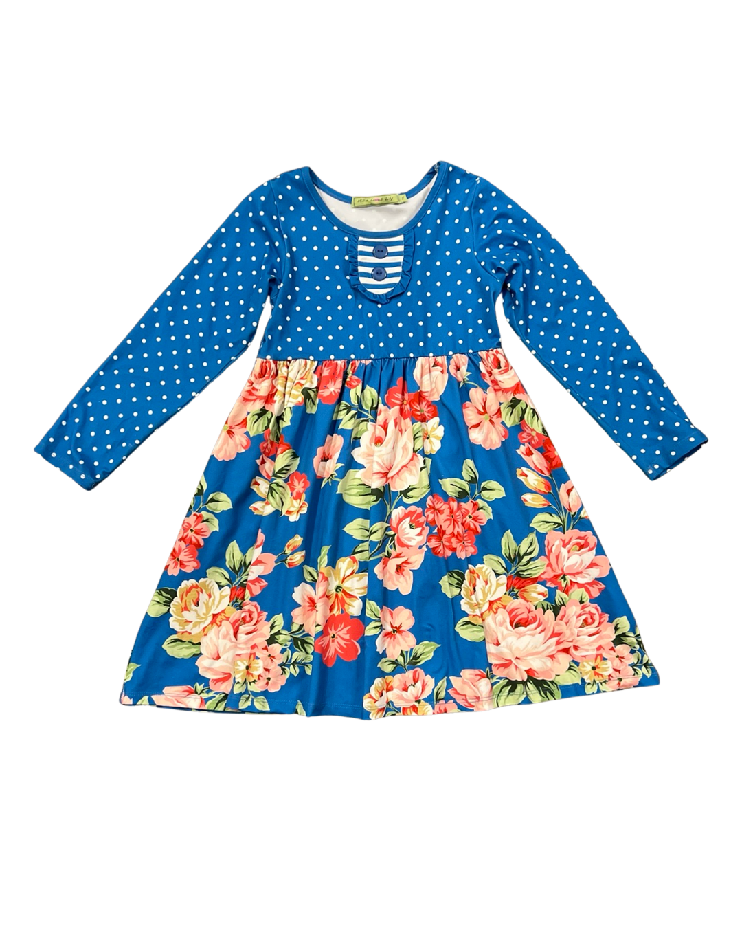 Girls size 8Y Millie Loves Lily Blue Polka Dot Floral Dress