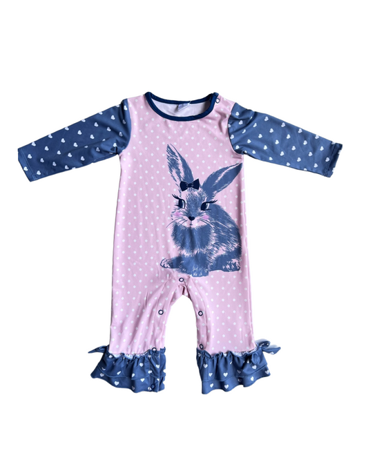 6M Baby Girl Penelope Plumm Pink Bunny Romper