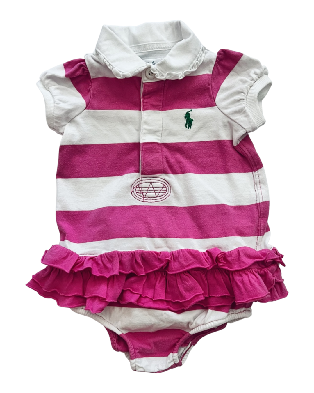 3M Baby Girl Pink Stripes Ralph Lauren Polo Dress + Bloomers