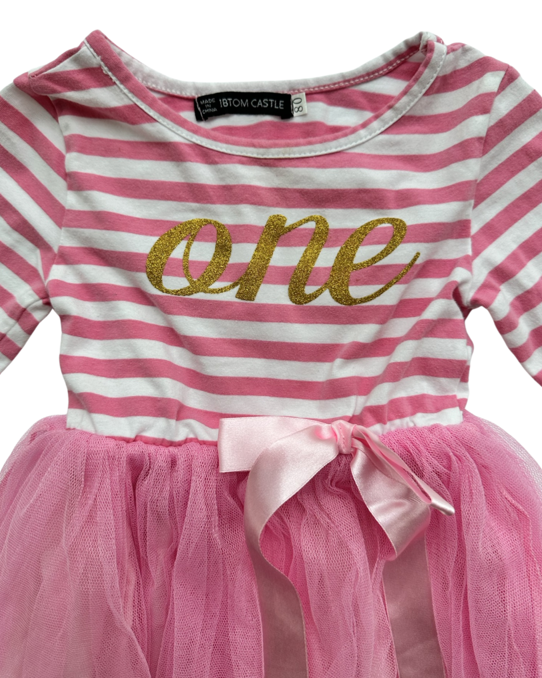 12M Toddler Girl Pink Tutu Tulle One Birthday Dress