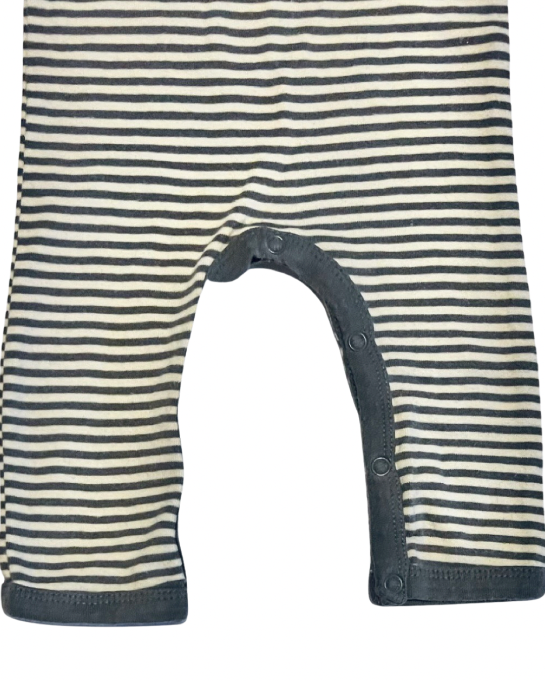 0-3M Baby Boy Burt’s Bees Gray & White Striped Organic Cotton Romper