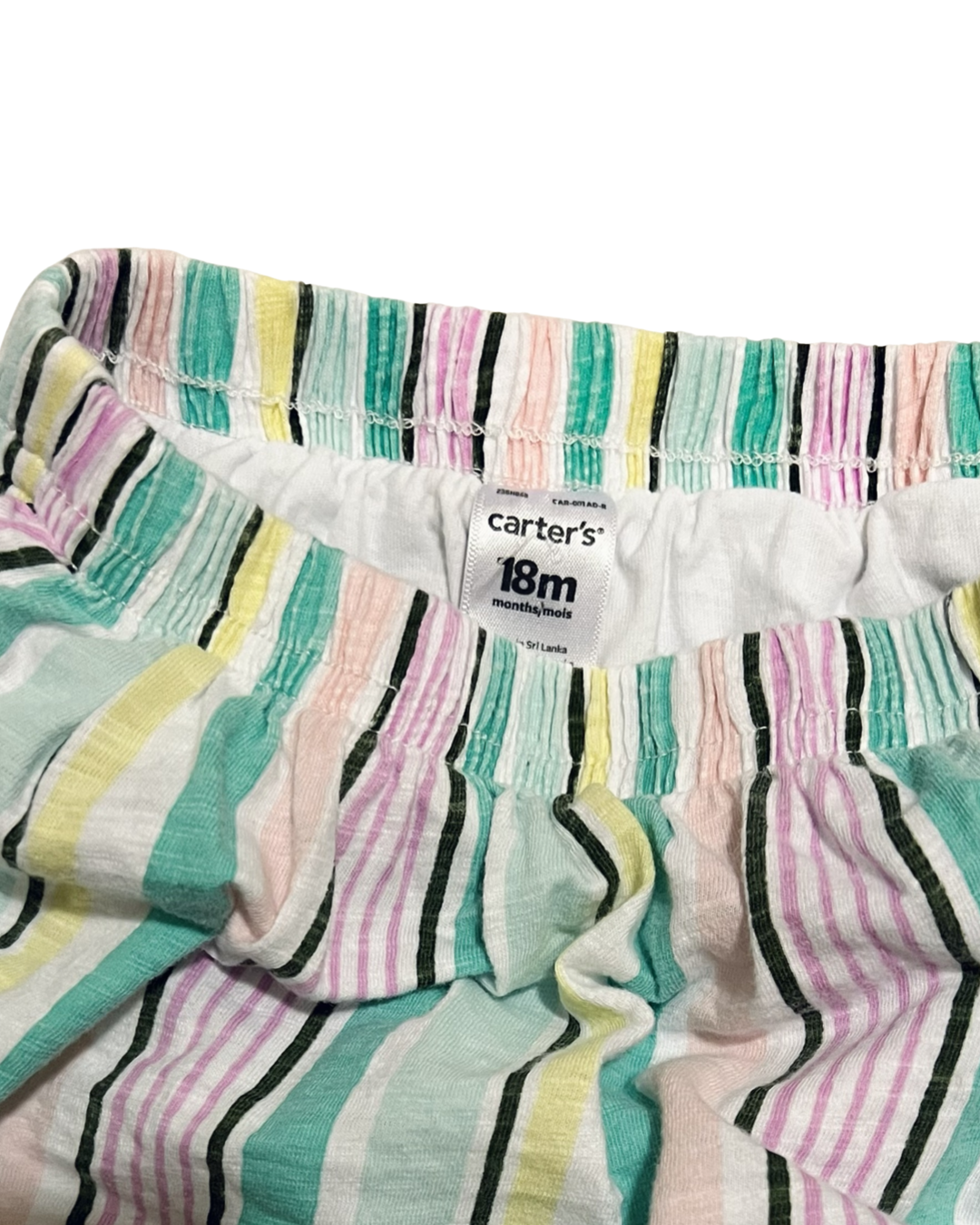 18M Baby Girl Pink & Aqua Striped Carters Skirt w/ Attached Bloomers