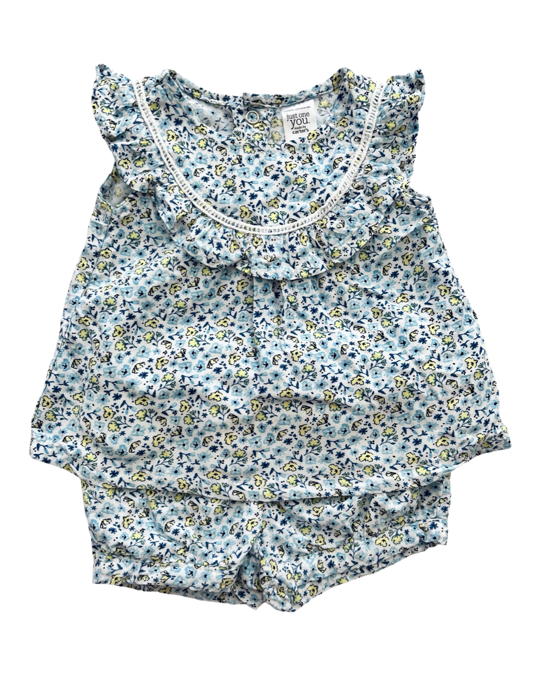 6M Baby Girl Carters Blue Floral 2PC Outfit