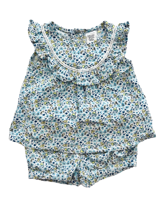 6M Baby Girl Carters Blue Floral 2PC Outfit