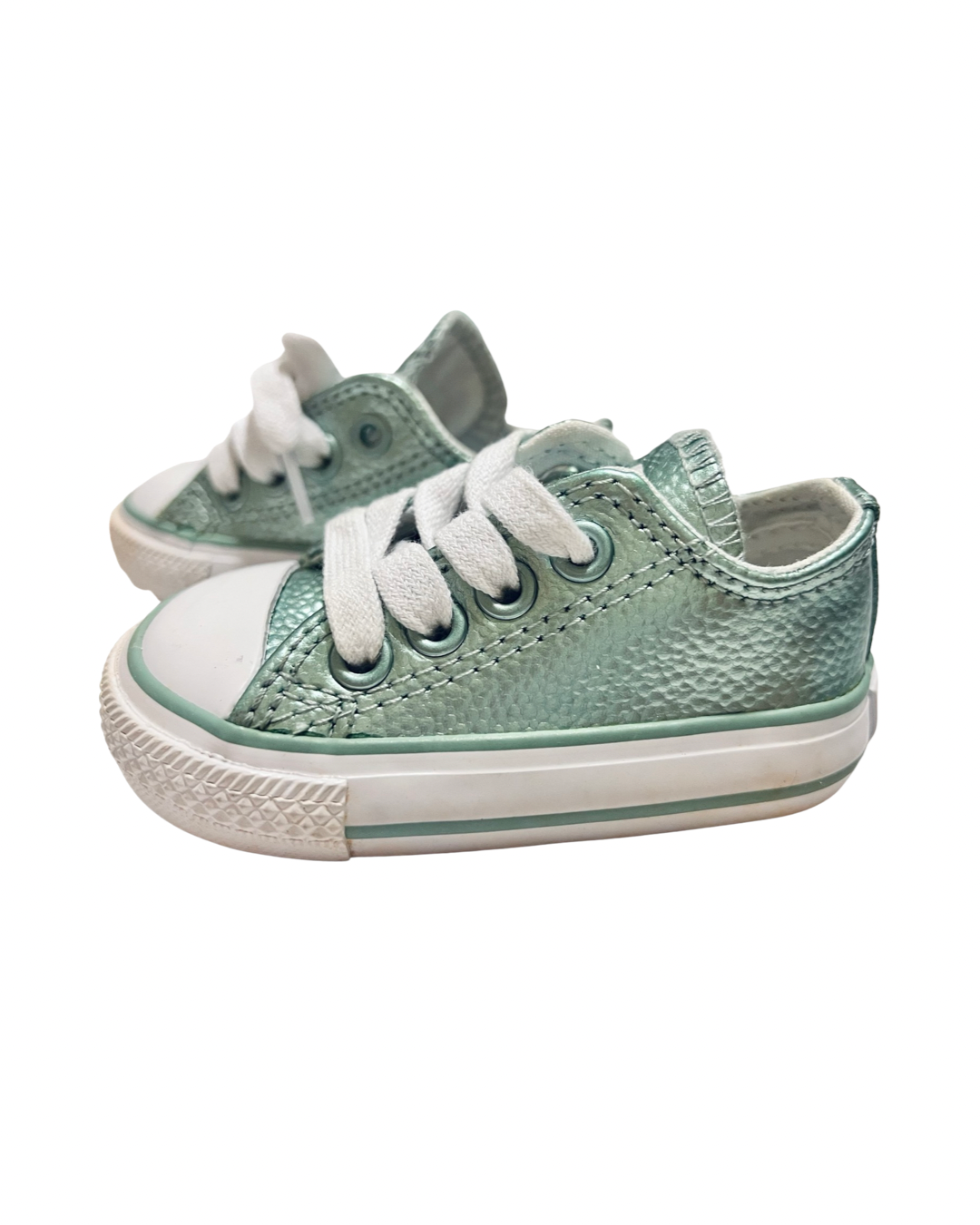 3C Baby Girl Mint Green Leather All Star Converse Chucks