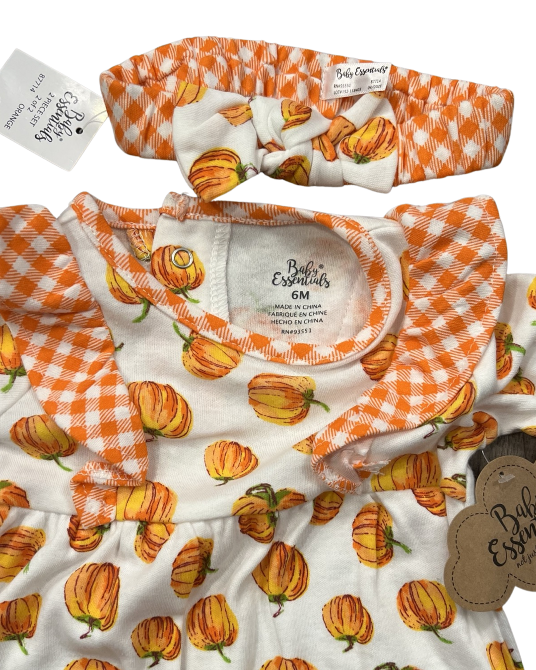 6M Baby Girl Baby Essentials Pumpkin Romper & Headband