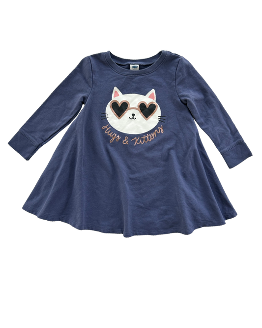 2T Toddler Girl Old Navy Cat Hugs & Kisses Sweatshirt Dress