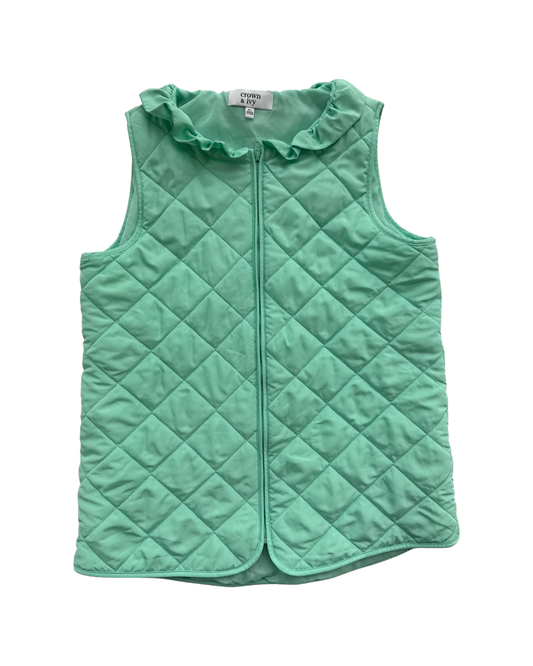 Girls XL Crown & Ivy Aqua Mint Quilted Vest