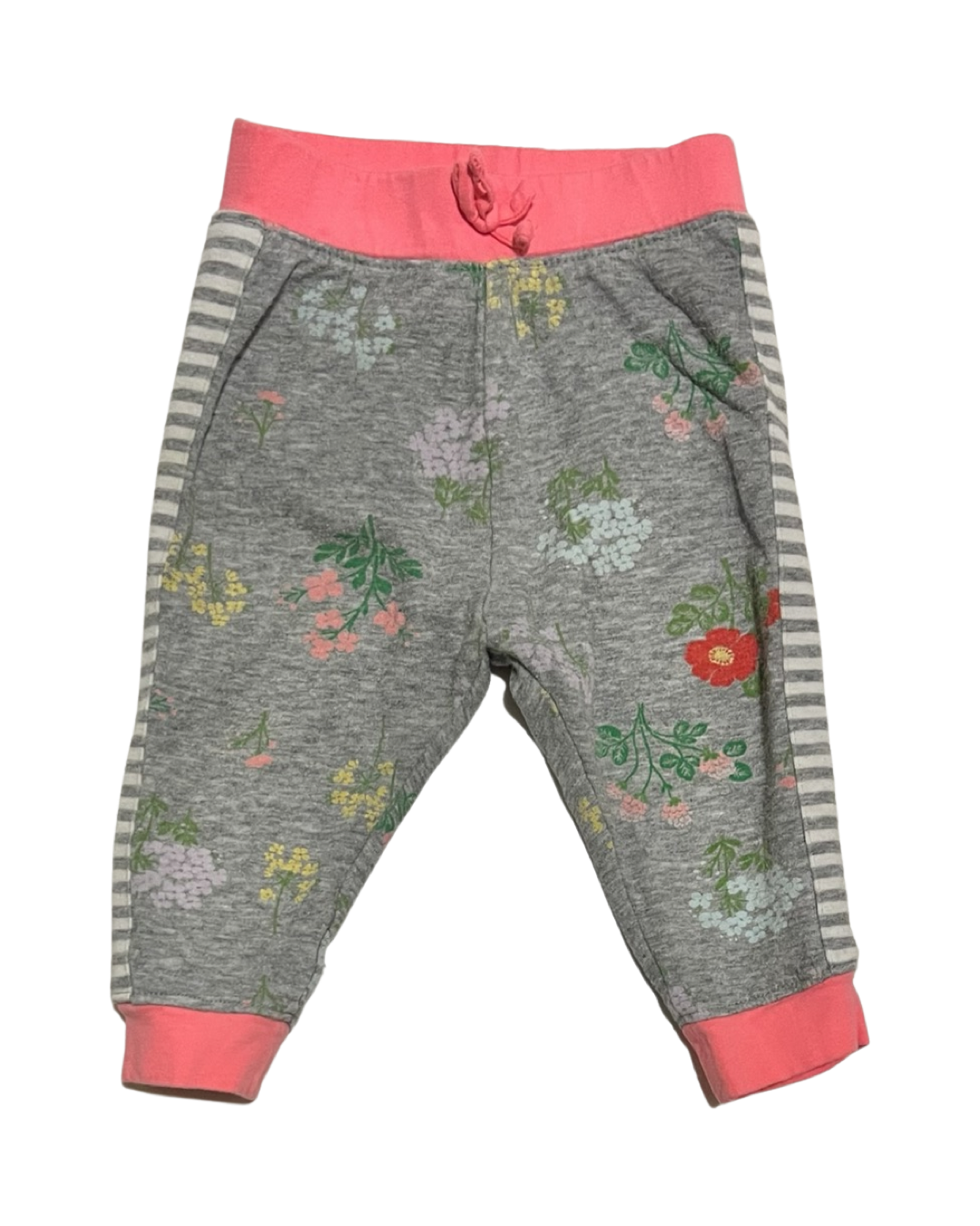 12M-18M Baby Girl Hanna Andersson Gray Floral Joggers