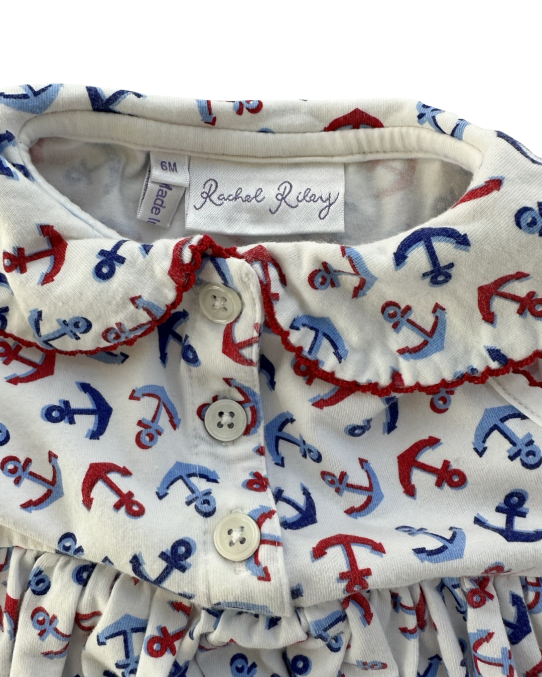 6M Baby Girl Red / White / Blue Anchor Rachel Riley London Dress