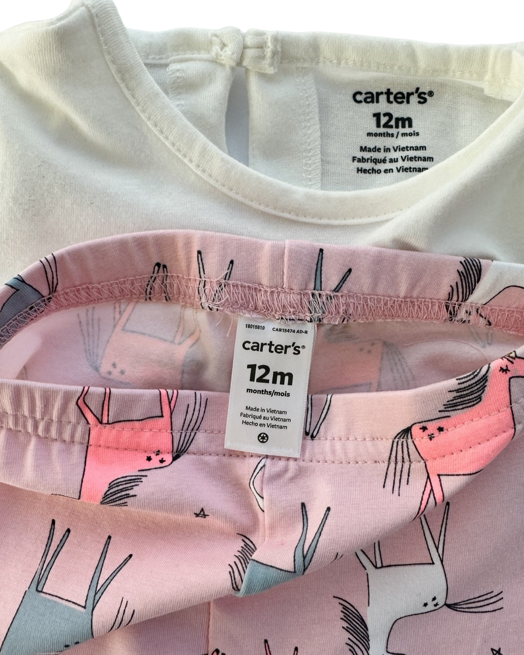 12M Baby Girl Carters Unicorn Top & Coordinating Pink Leggings