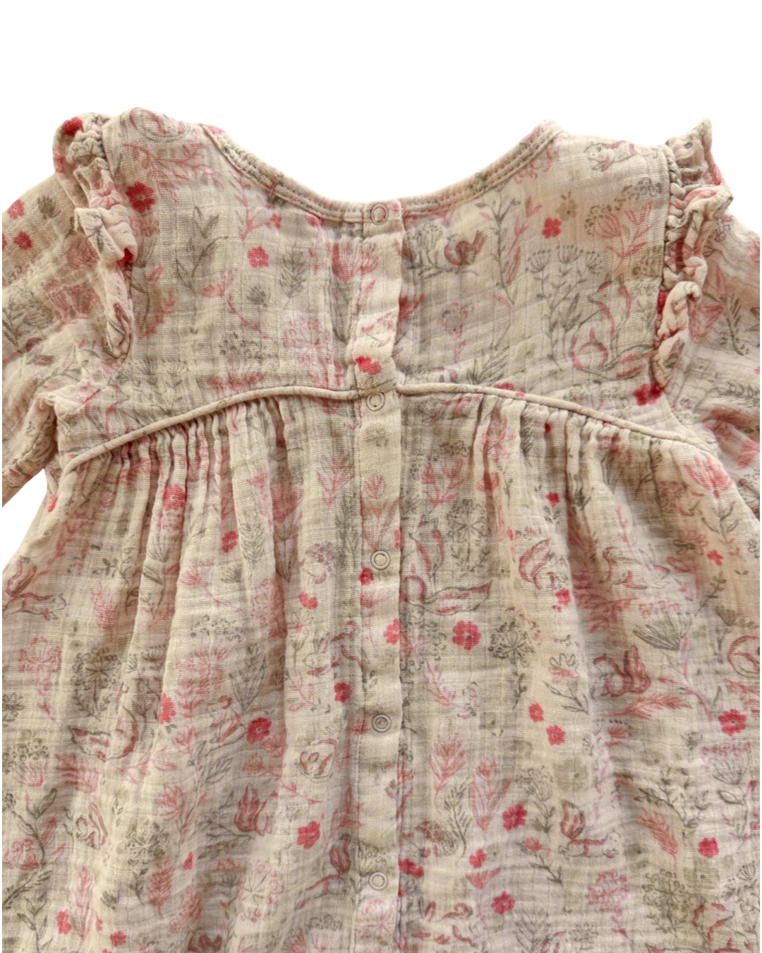 18M-24M Baby Girl Angel Dear Pink Muslin Woodland Animals Dress