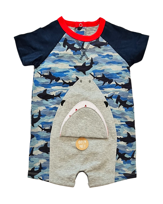 12M-18M Baby Boy MudPie Shark Romper