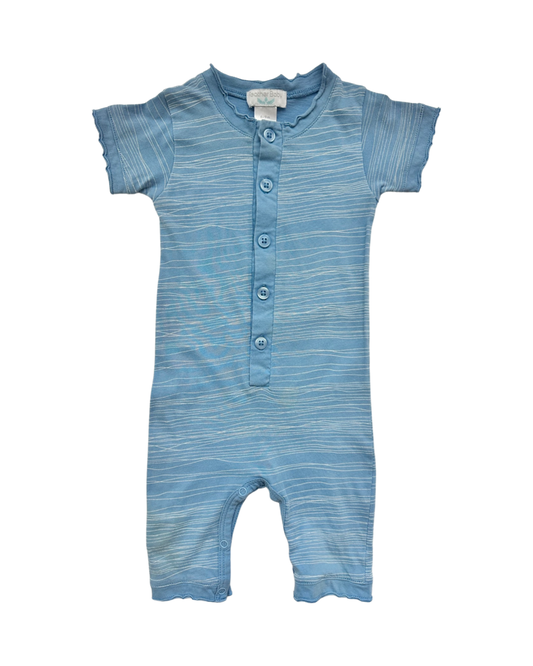 6-9M Baby Boy Feather Baby Blue Romper