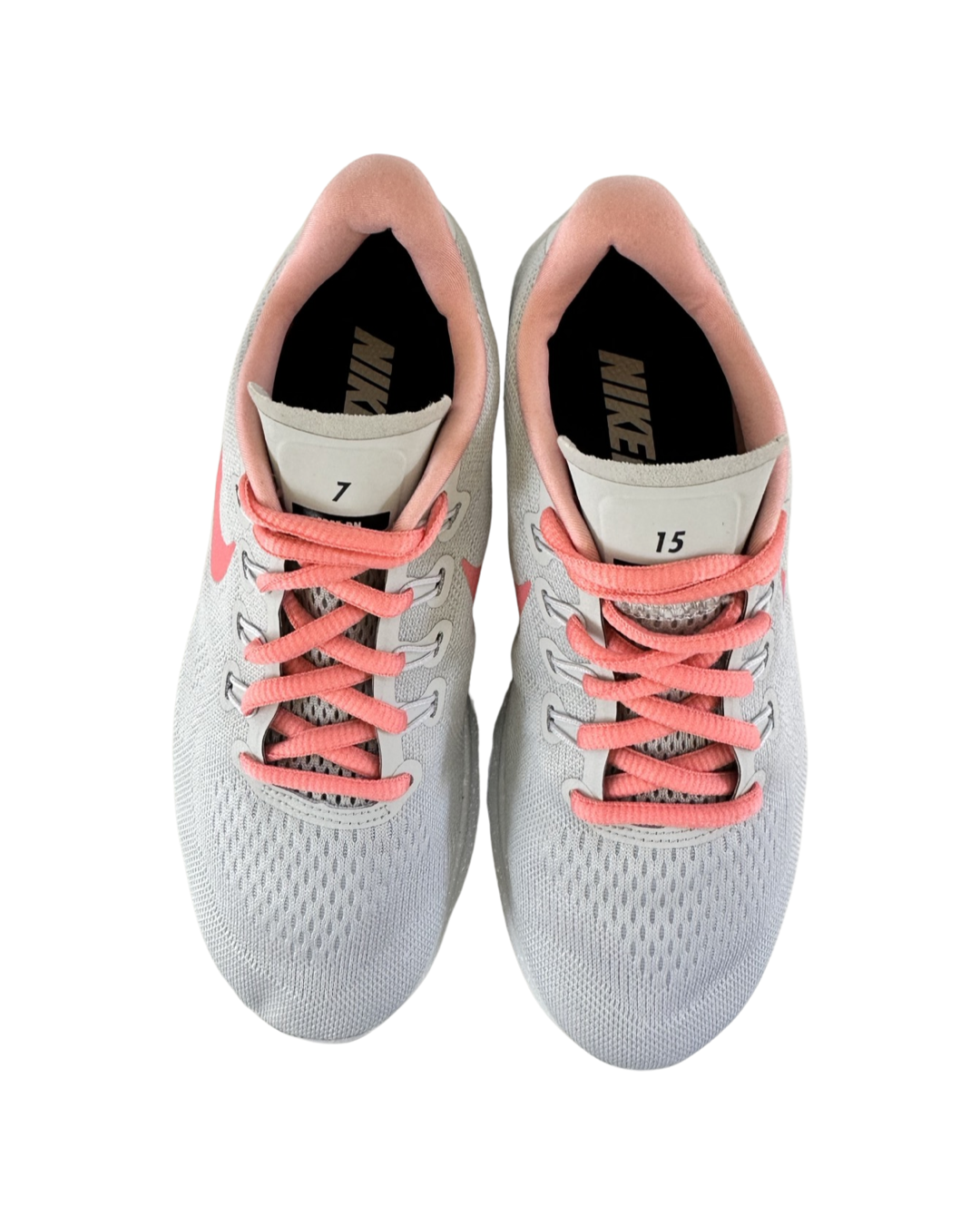 Women’s Size 6.5 light Gray & Coral Nike ID Athletic Tennis Shoes