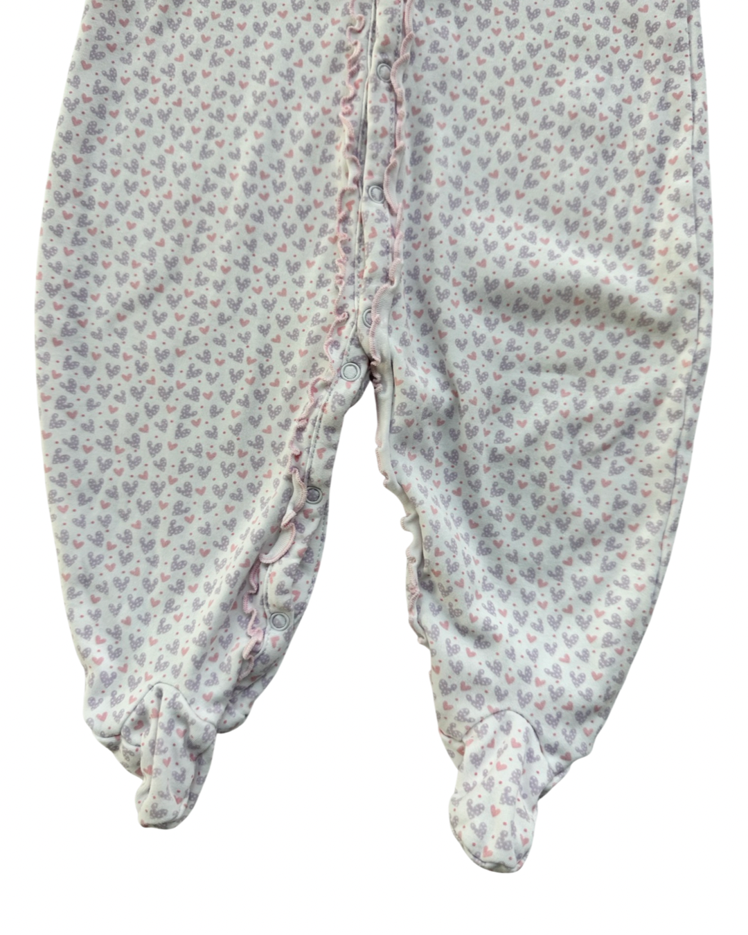 6-9M Baby Girl Kissy Kissy Pink & Purple Heart Sleeper PJs