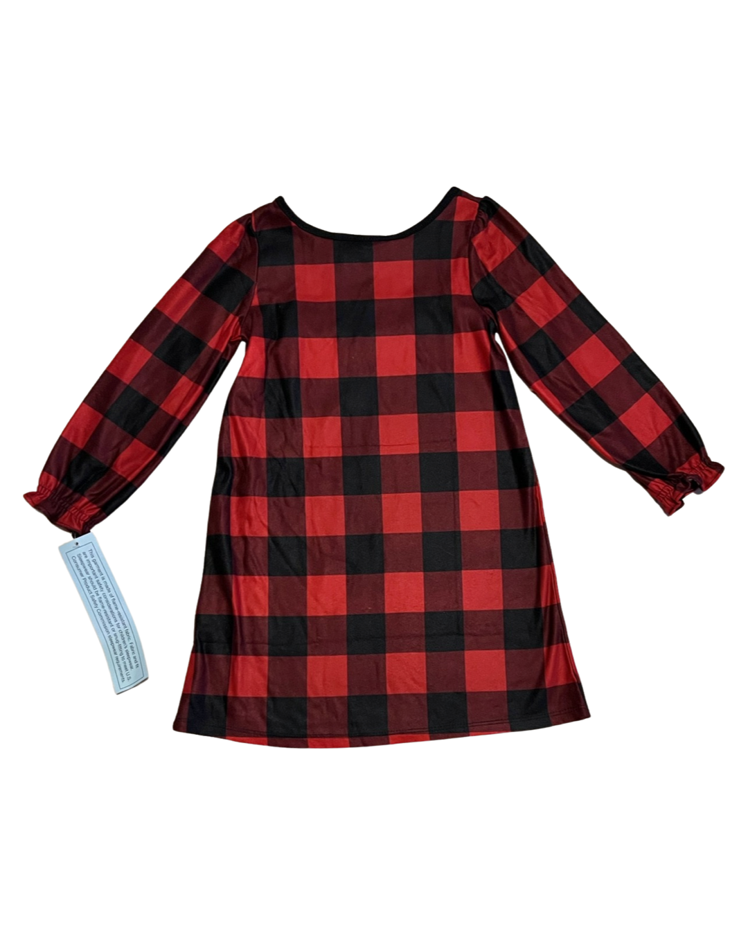 3T Toddler Girl Red Buffalo Plaid Christmas Print Long sleeve Nightgown Dress
