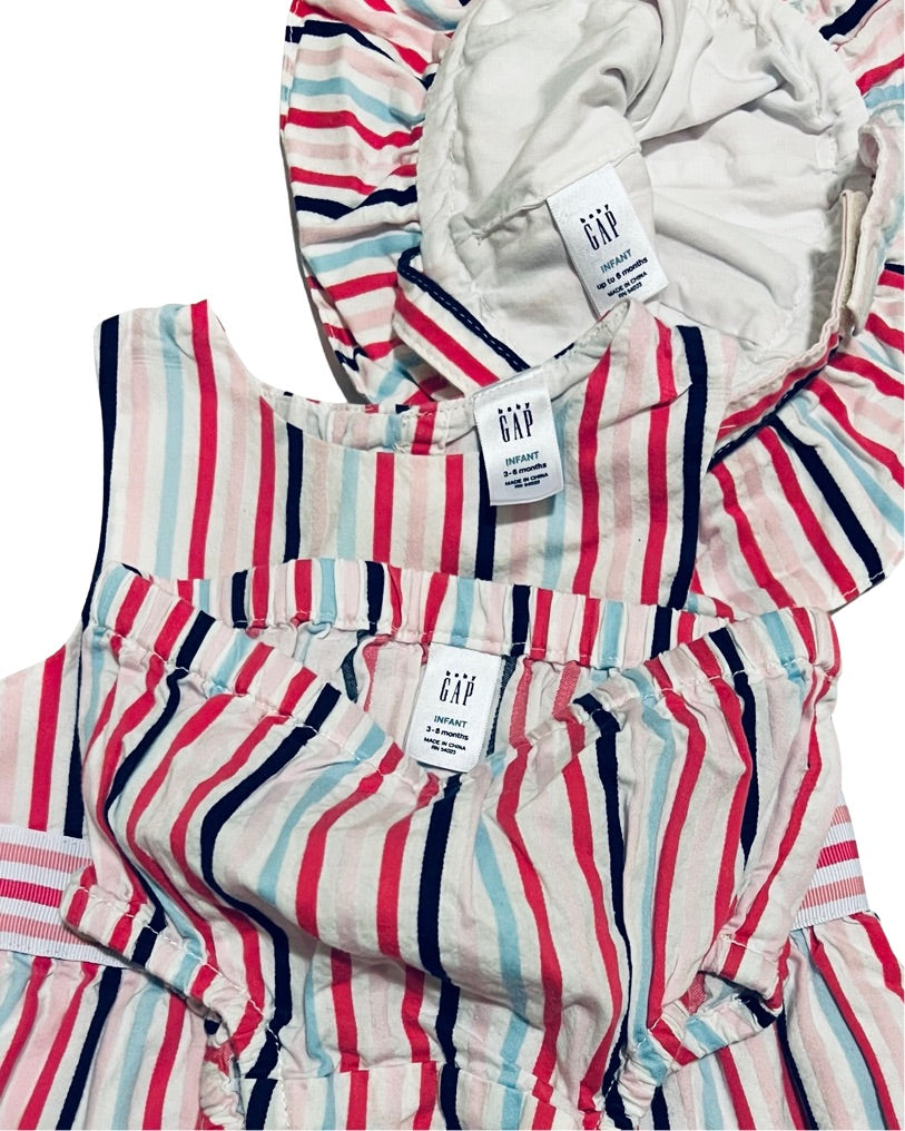 3-6M Baby Girl Baby Gap Pink Striped 3Pc Dress Set