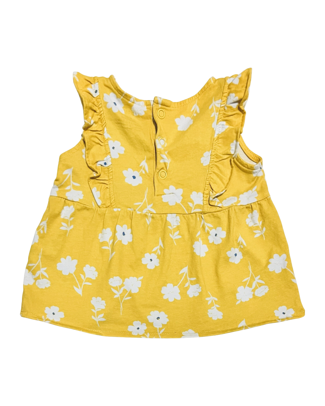 9M Baby Girl Carters Yellow Floral Flutter Sleeve Top