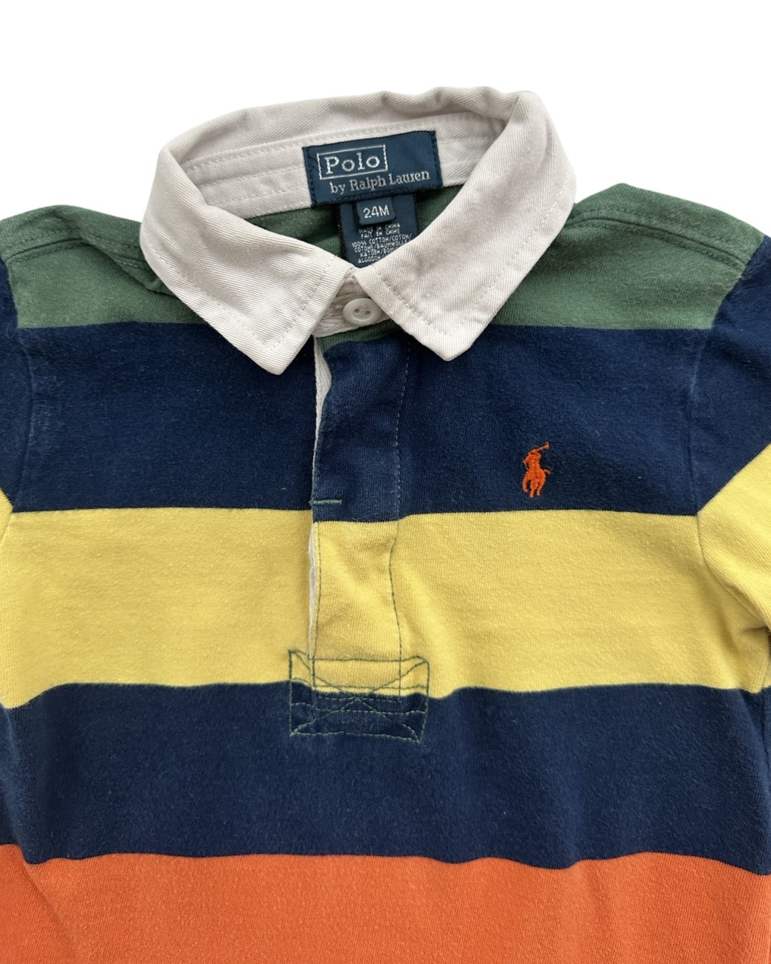 24M Baby Boy Ralph Lauren Striped Rugby Long Sleeve Shirt