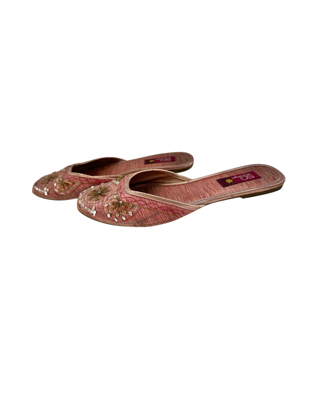 Women’s Size 8 Pink Beaded Boho Mule Flats