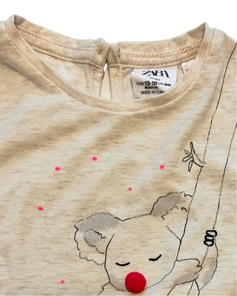 12M-18M Baby Girl Zara Koala Bear Top