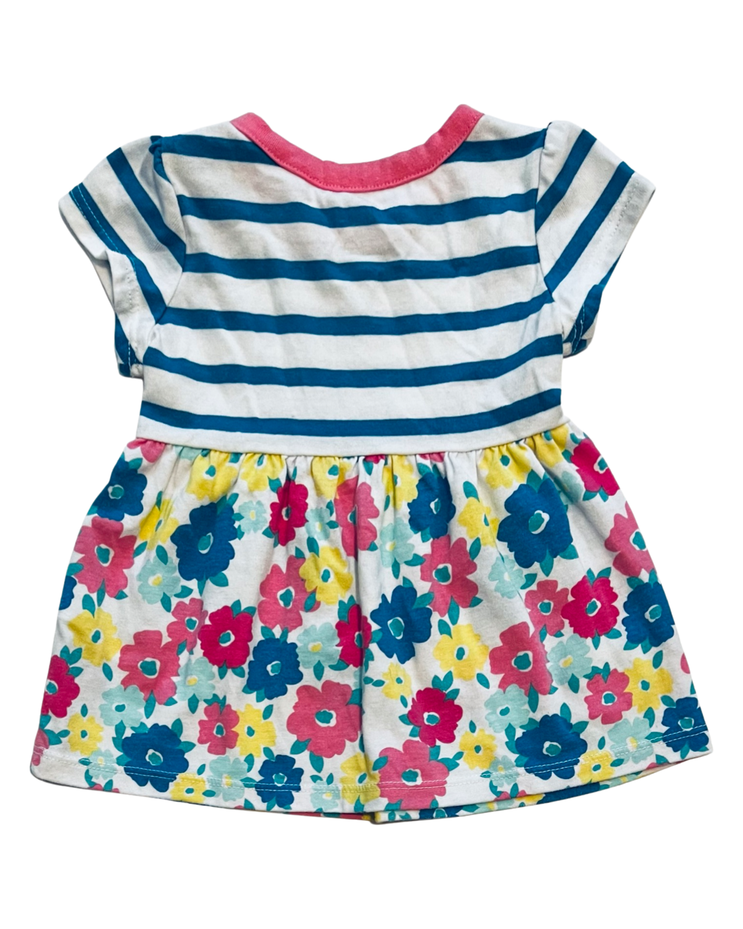 0-3M Baby Girl Blue Striped Floral HealthTex Dress