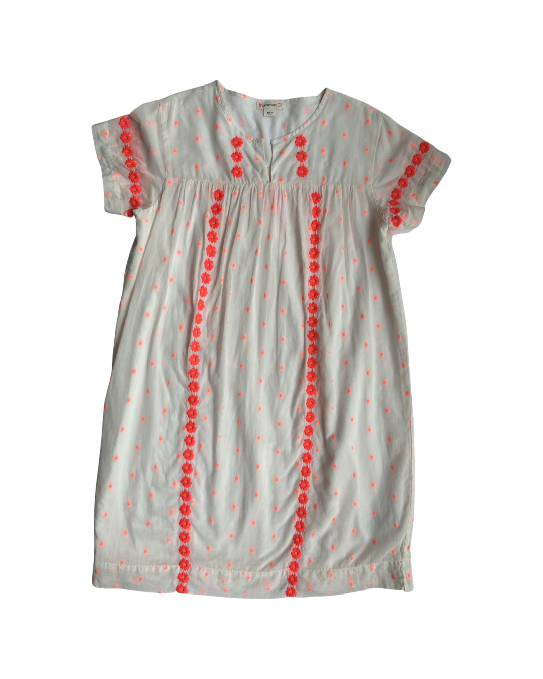 Youth Girls Size 10Y Crewcuts White & Coral Boho Dress