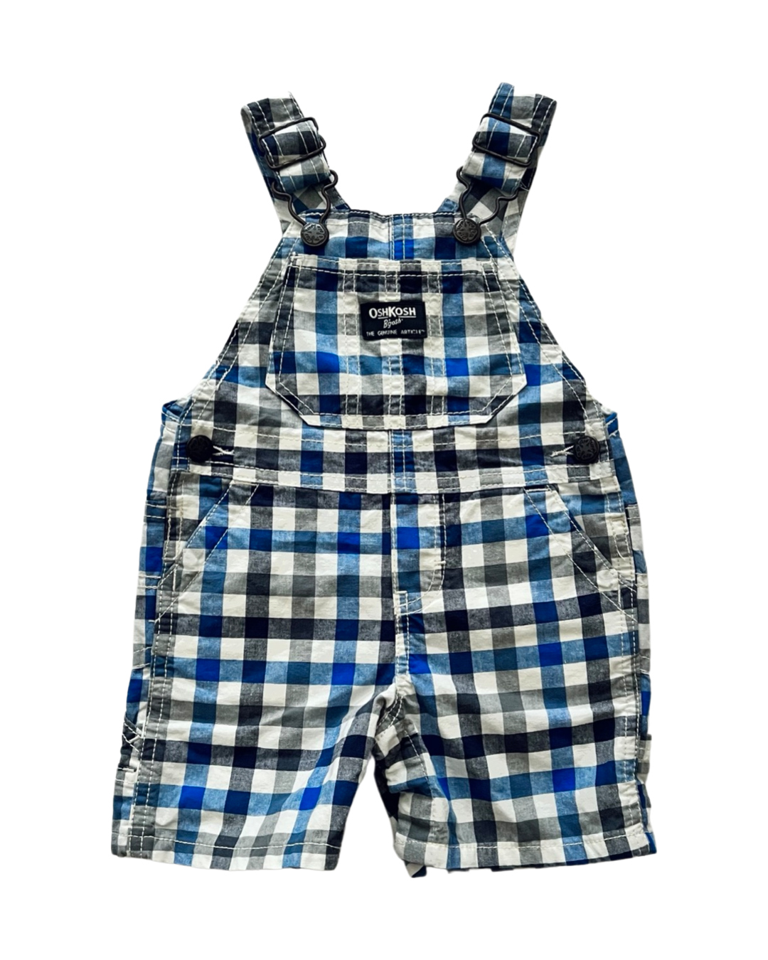 9M Baby Boy OshKosh B’Gosh Blue Plaid Overalls