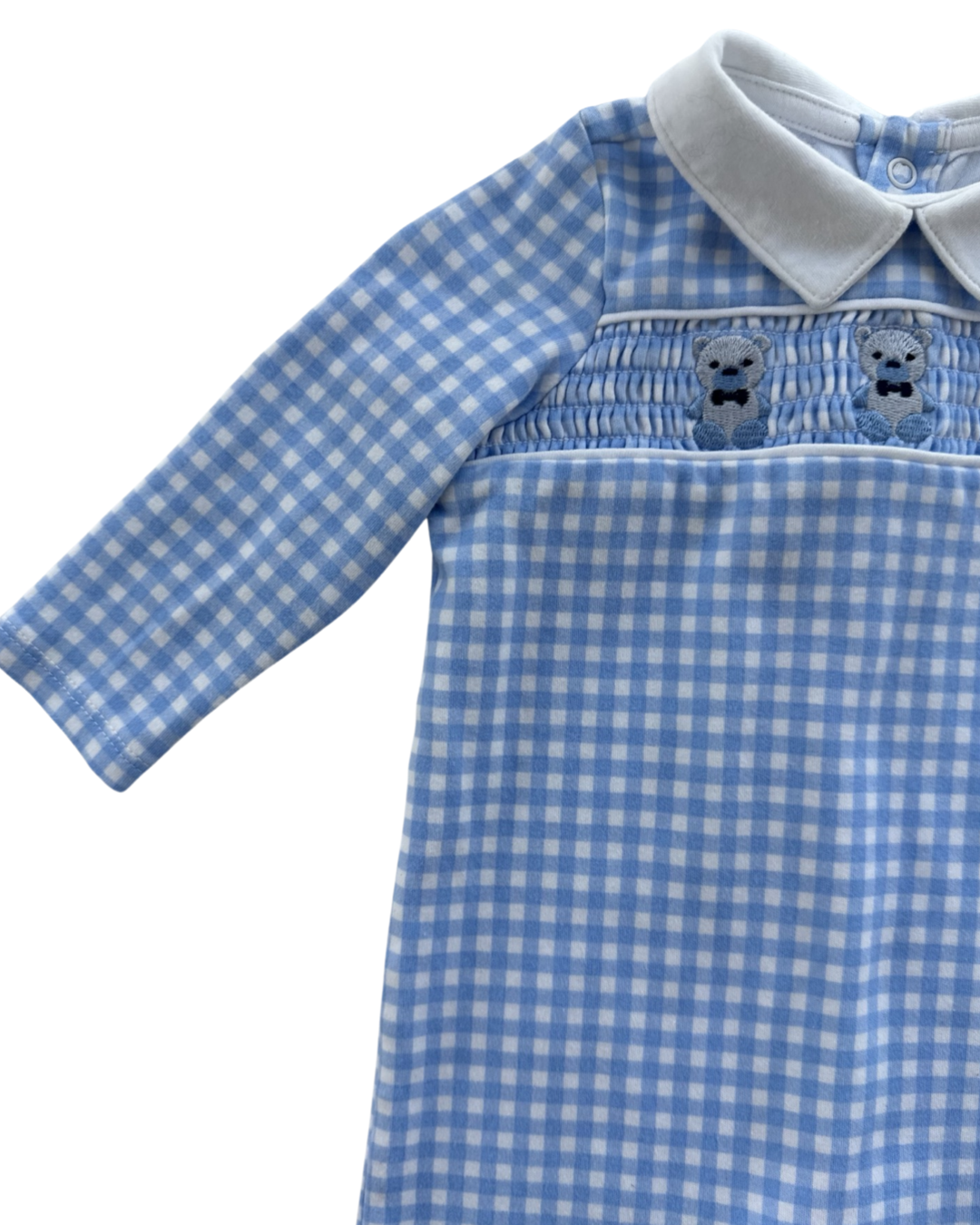 9M Baby Boy Crown & Ivy Blue Gingham Smocked Romper