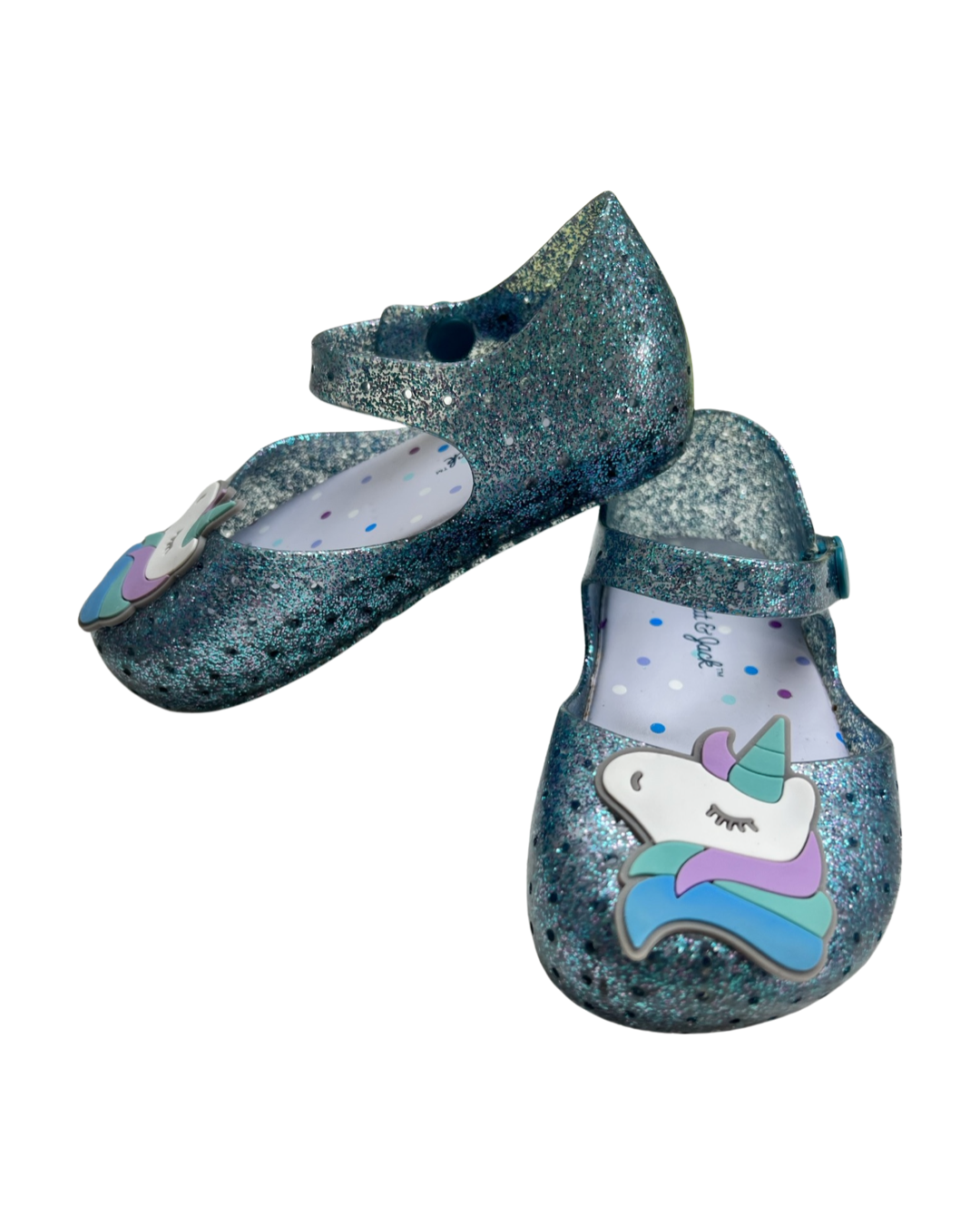 6C Toddler Girl Teal Sparkle Cat & Jack Unicorn Jelly Shoes