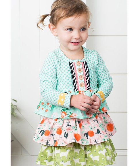 6-12M Baby Girl Matilda Jane x Joanna Gaines Teal Floral Seedling Dress w/ Bloomers