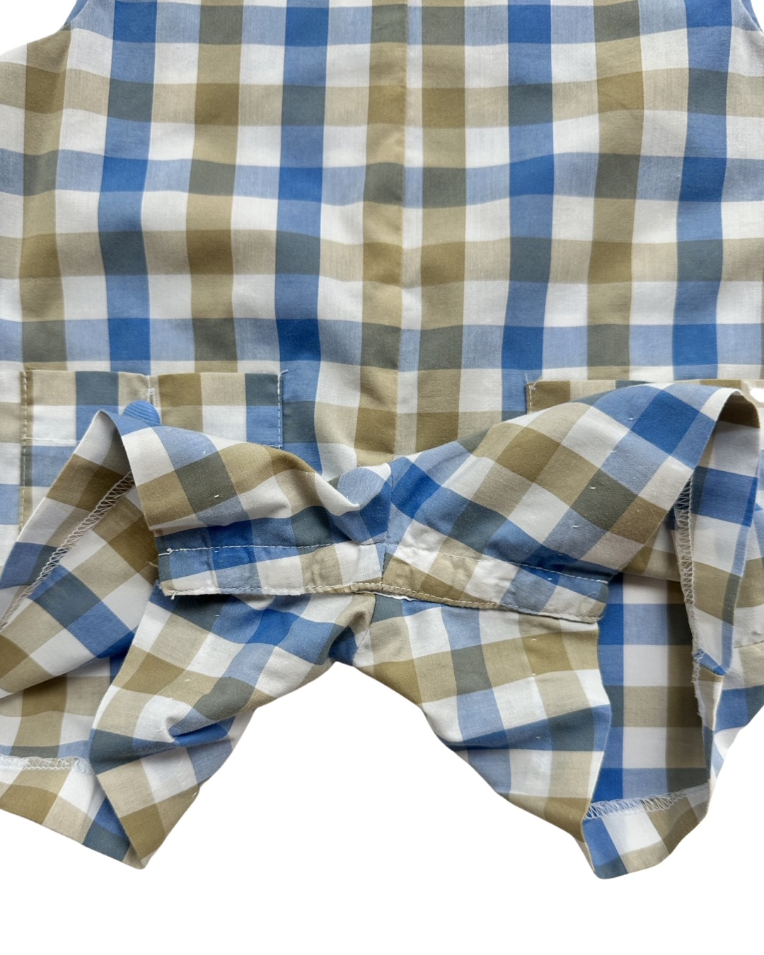 18M Baby Boy Bella Bliss Blue / Taupe Plaid Romper