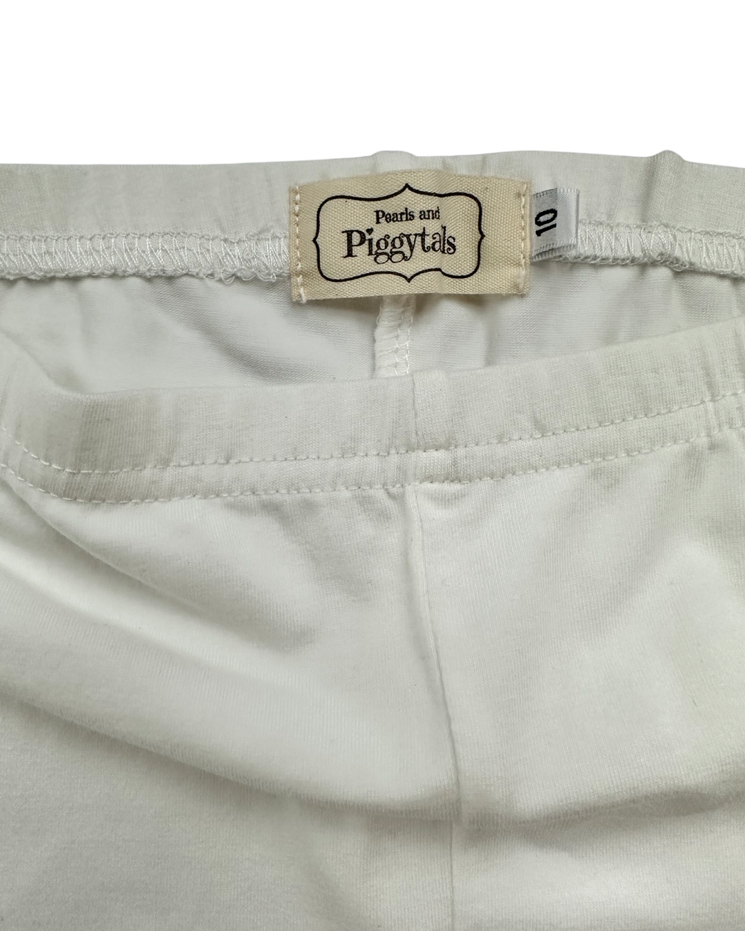 Girls Size 10Y Pearls & Piggytails White Icing Capri Leggings