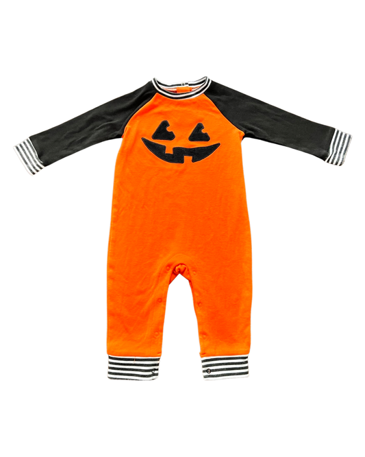 12M Baby Boy Halloween Pumpkin Jack O’Lantern Romper