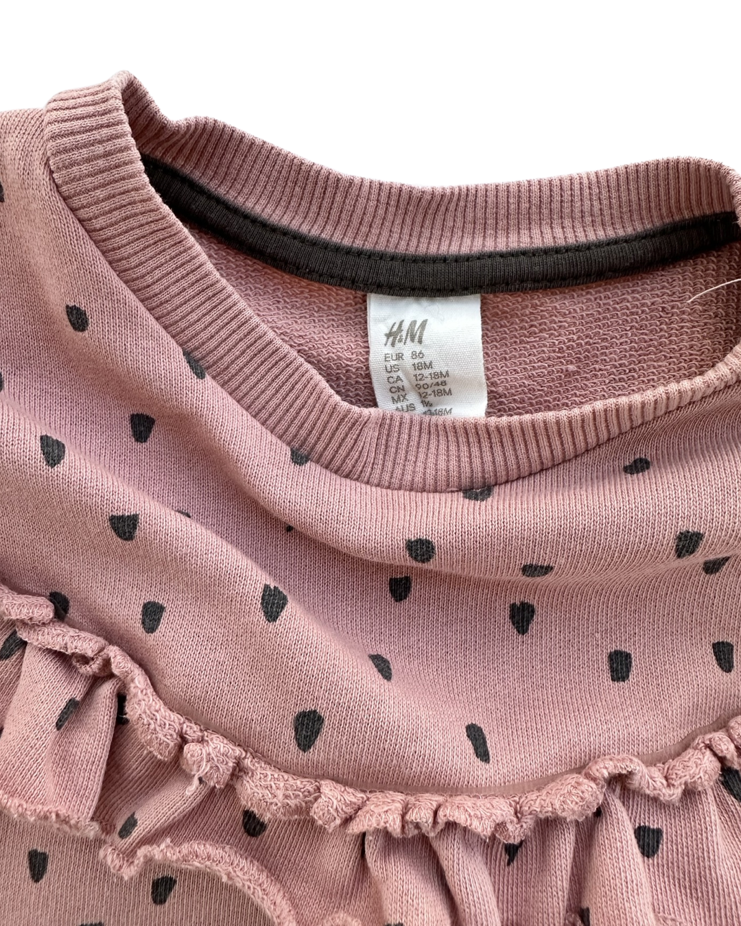 18M Baby Girl H&M Dusty Rose Pink Heart Sweatshirt