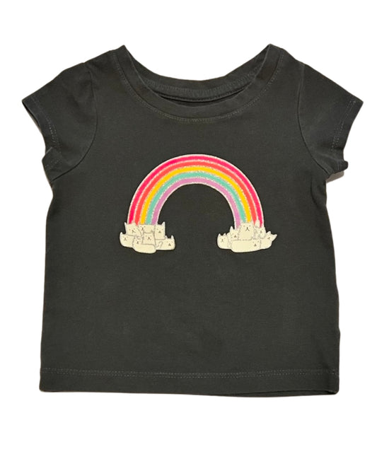 12M Baby Girl Gray Cat & Jack Kitty Rainbow Top