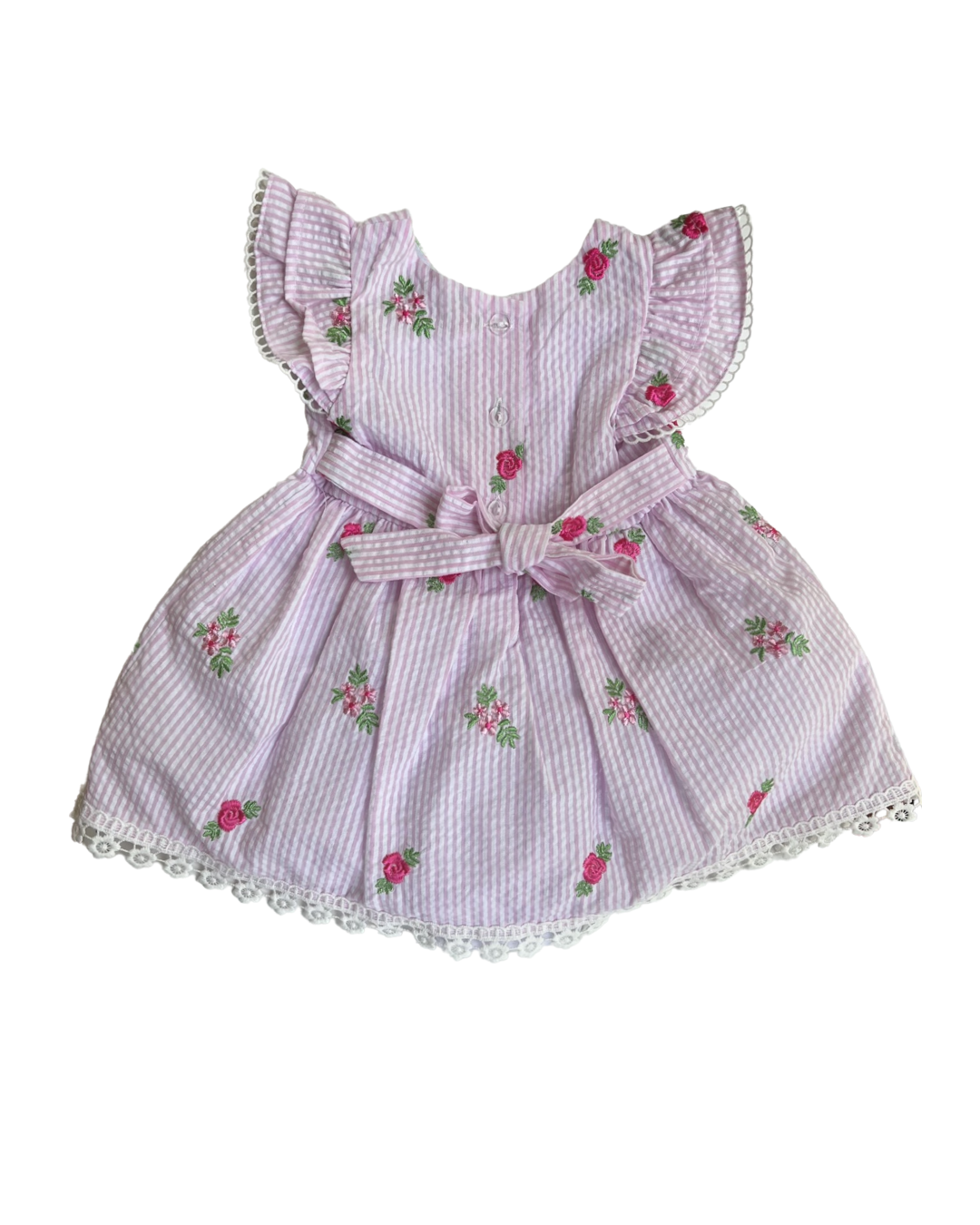 3-6M Baby Girl Pink Seersucker Rare Editions Dress w/ Bloomers
