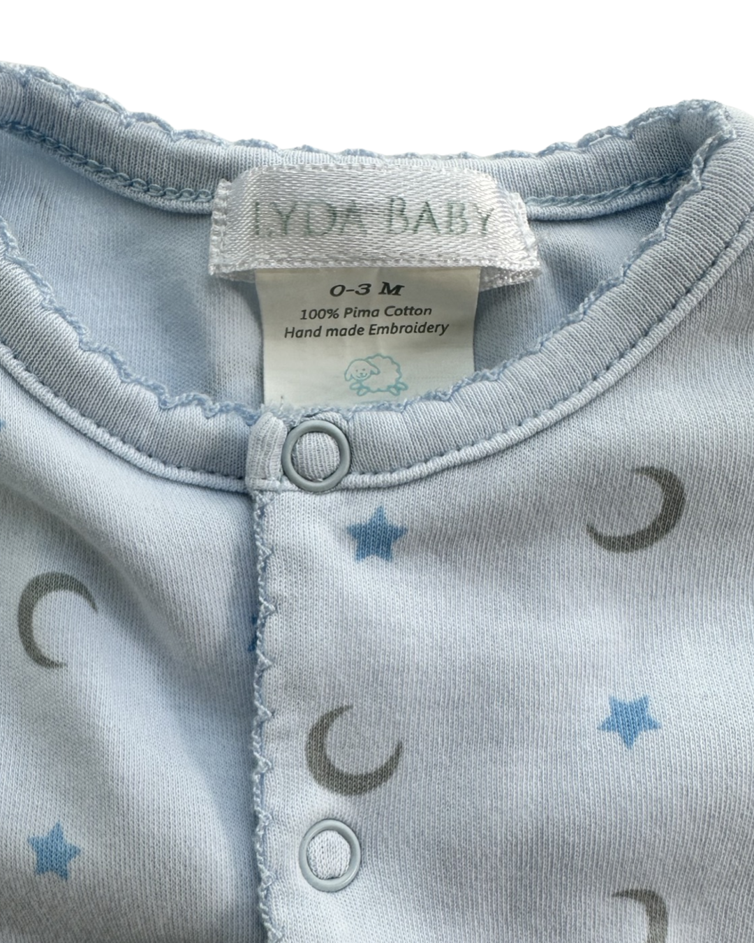 0-3M Baby Boy Light Blue Moon & Stars Lyda Baby Boutique Sleeper