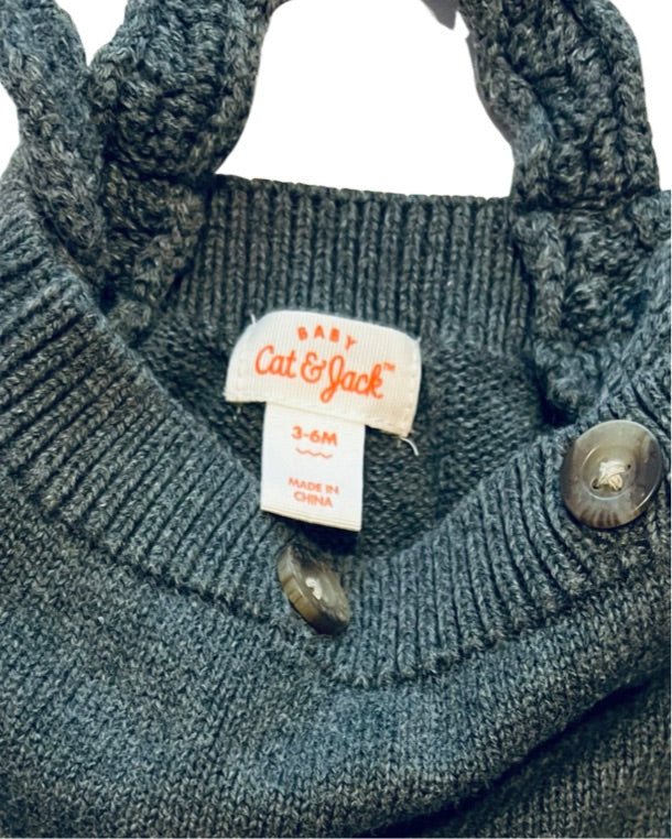 3-6M Baby Boy Gray Cat & Jack Knit Bubble Romper