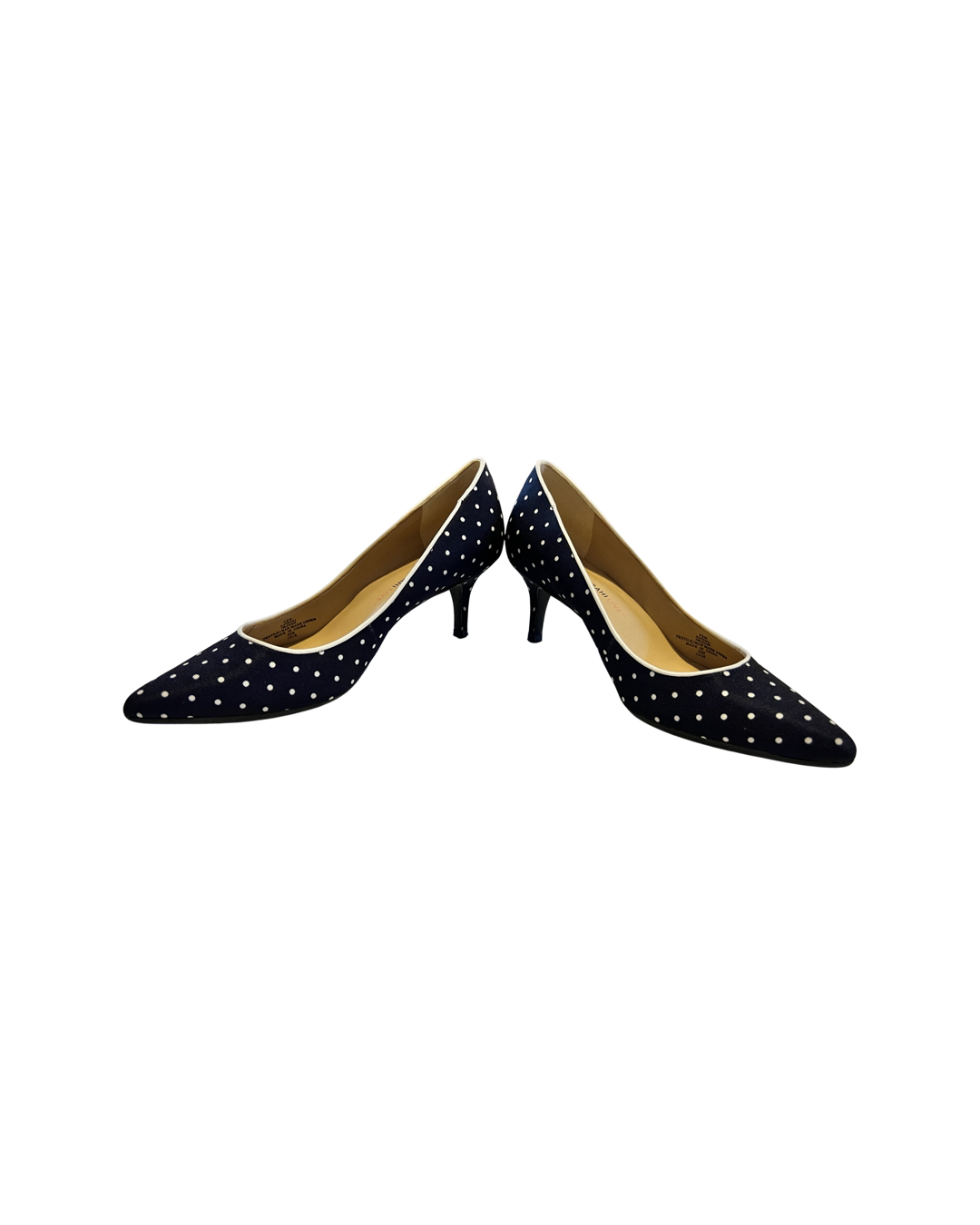 Womens Size 6.5 Isaac Mizrahi Live! Navy Polka Dot Pumps Shoes