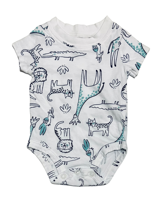 Newborn Baby Boy White Carters Wild Animal Onesie