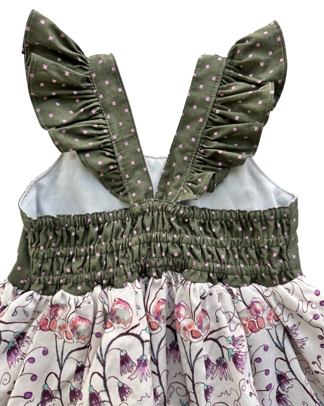 12M-18M Baby Girl Cheeky Plum Boutique Floral Dress Green / Pink / White