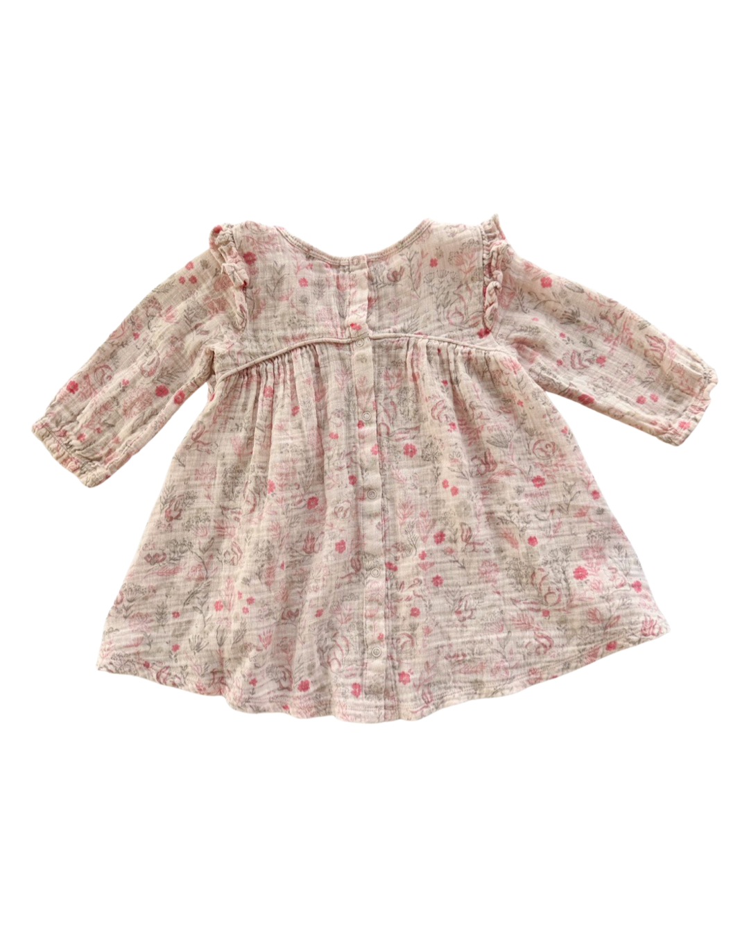 18M-24M Baby Girl Angel Dear Pink Muslin Woodland Animals Dress