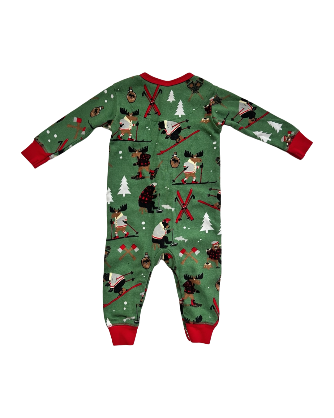 3-6M Baby Boy Little Blue House Winter Moose Sleeper w/ Knotted Beanie