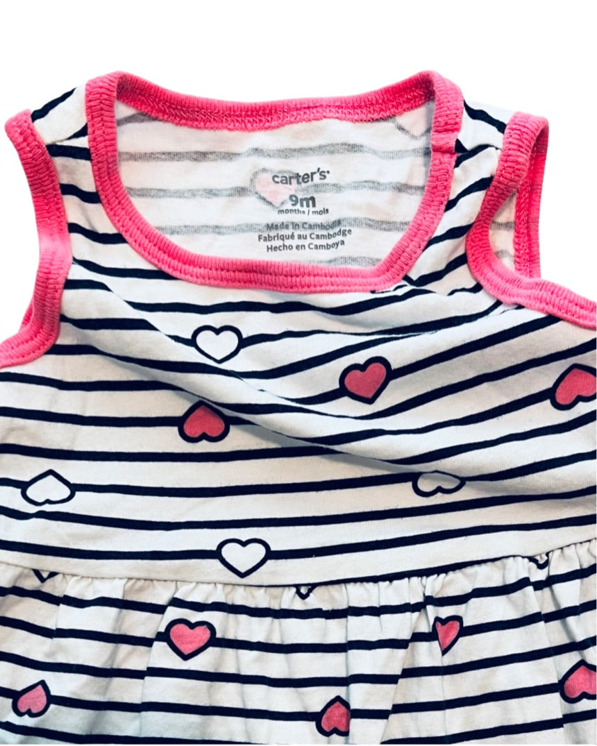 9M Baby Girl Carters Navy / Pink Heart Dress