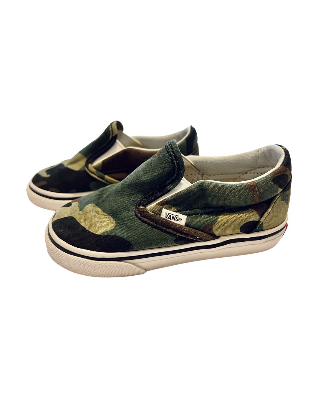 7C Toddler Boy Green Camo Slip On Vans