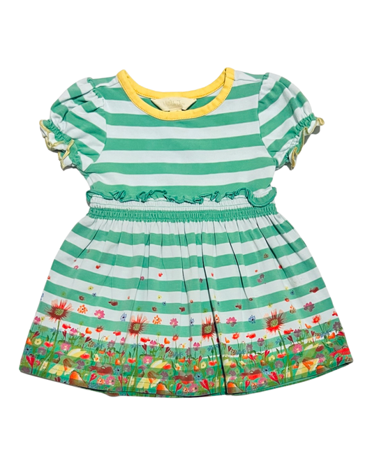 3-6M Baby Girl Matilda Jane Green / Aqua Striped Floral Dress
