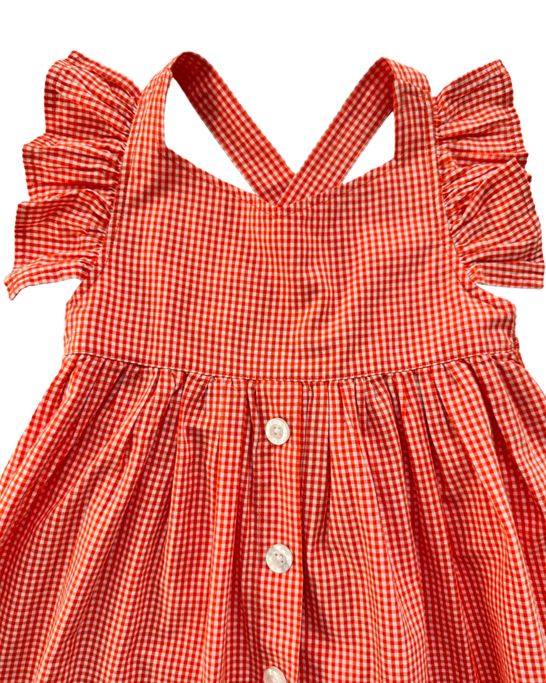 2T Toddler Girl Orange and White Gingham Garb Dress