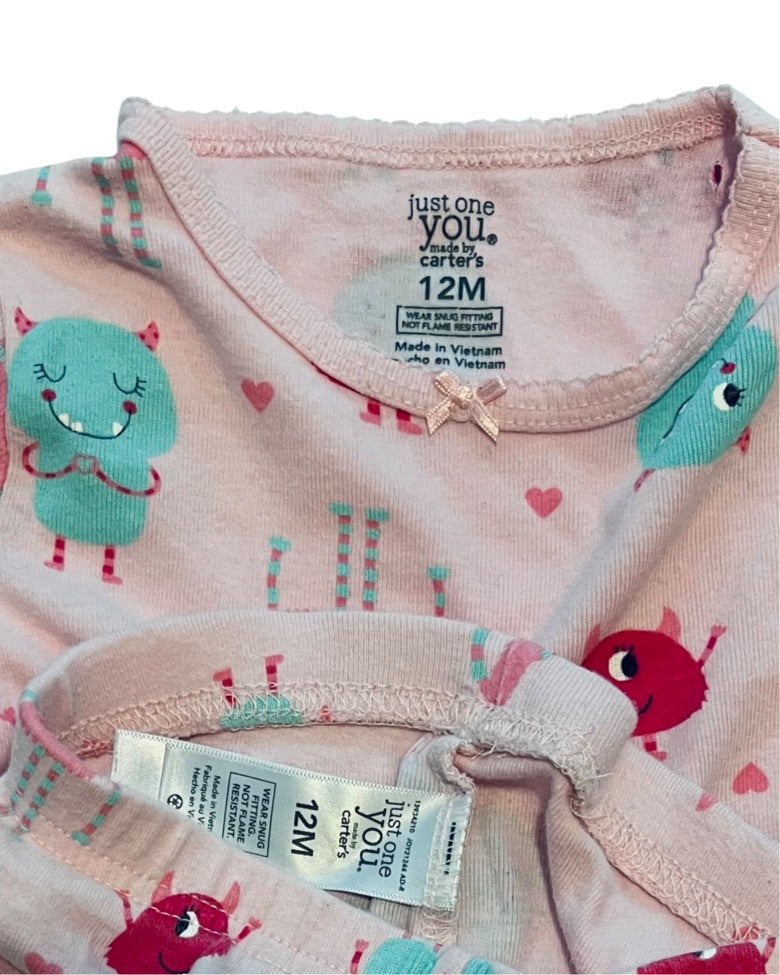 12M Baby Girl Carters Little Monster PJs